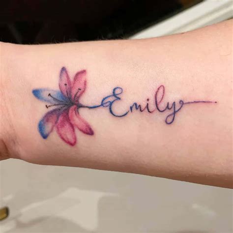 lily name tattoo|simple lily tattoo designs.